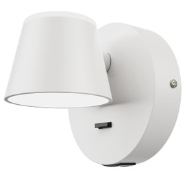 URSOLA Wall Light LED Wall Sconce with On/Off Switch USB Charging Port 110 Volt Hardwired Wall Lamp 350 Rotatable Up Down Sconces Wall Lighting (White)