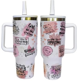 Positive Affirmation 40 Oz Tumbler Mugs with Handle,Daily Affirmation Water Bottle, Inspiration Motivation Gift for Friends Women Sister