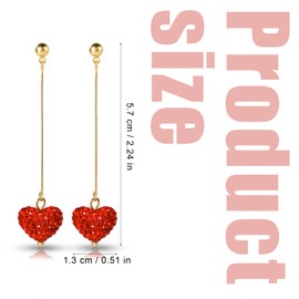 Red Heart Earrings, Sweet Love Heart Shaped Valentines Earrings for Women Girlfriend Rhinestone Romantic Drop Dangling Earrings for Valentines Day Birthday Christmas Jewelry Gifts
