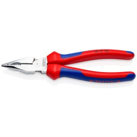 KNIPEX 08 25 185 Needle-Nose Combination Pliers with Multi-Component Grips Chrome-Plated 185