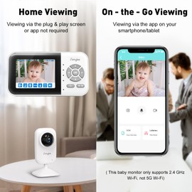 Simyke Upgrade Video Baby Monitor with 2 Cameras and Audio 2.8" Screen,Night Vision,APP,Wireless,2-Way Talk,1200ft Long Range,Feeding Timer,Temperature Sensor,VOX/ECO,5 Lullabies,Portable,Easy Setup
