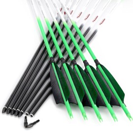 Linkboy Archery Carbon Arrows Hunting Practice Target Arrows Fluorescent with Removable Tip for Compound Recurve Long Bows, Spine 250 300 340 400 500 600 700 800, Pack of 6/12PCS