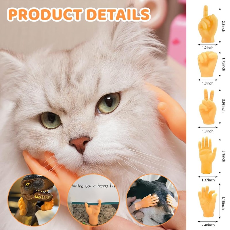 Pack of 6 Mini Hands Finger Puppets, Small Hands, Tiny