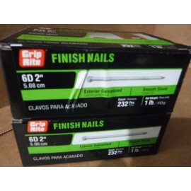 Grip-Rite (LOT OF 2) GRIP RITE FINISH NAILS- 6D 2" SMOOTH SHANK 232 Pcs Each- NEW