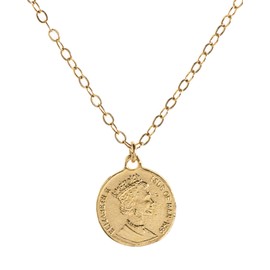 Gold Coin Necklace Vintage Pendant Jewelry