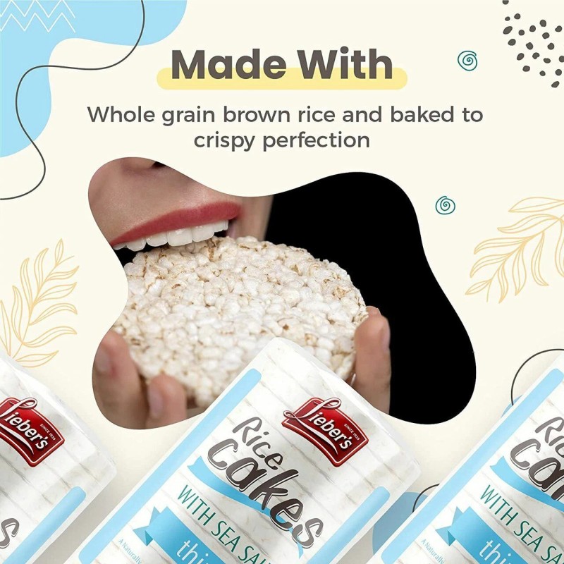 Lieber's Thin Rice Cakes Sea Salt, 3.1 oz. (3 Pack)