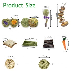 Rabbit Chew Toys, Hamster Chew Toys, Natural Bunny Chew Toys Set, Small Pets Teeth Care Molar Exercise Bunny Toys for Rabbits, Guinea Pig, Hamster and Other Small Animals (30PCS)