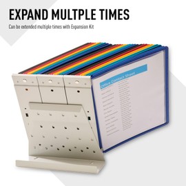 DURABLE Metal Base; Polypropylene Panel Desktop Reference System, 10 Double-Sided Panels, Letter-Size, Assorted Colors, VARIO Design (536000)