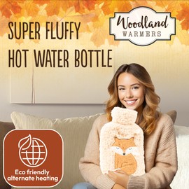 Hot Water Bottle with Soft Cover | Hot Water Bag with Fluffy Cover | Hot Water Bottle for Hot & Cold Compress | Hot Water Bag for Neck, Shoulder Pain and Hand Feet Warmer (White)