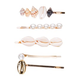 Beachy Cowrie Shell Seashell Embellished Hair Pin Set, Multi