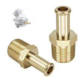 Fuel Hose Line Fitting Adapter 65380 for Holley 12-289-11 & 350 SBC Fuel Pump, Fuel System Adapter Fits Holley 12-803 Bypass Pressure Regulator for Ford Mustang 289, 3/8 Inch NPT to 3/8 Inch Barb-2pcs