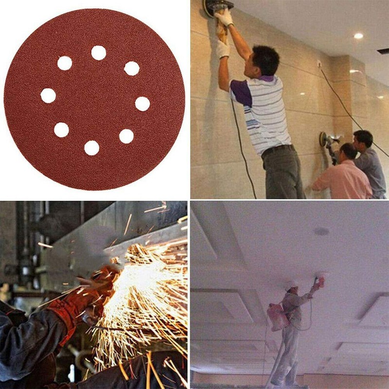 Sanding Discs, POWERTOOL 8-Holes Hook and Loop Sandpaper 125MM Sanding