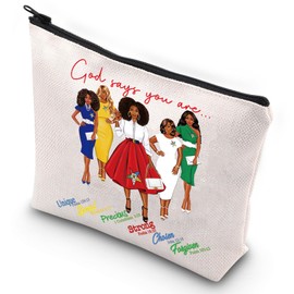 G2TUP Order of The Eastern Star Makeup Bag OES Sorority Gift God Says You Are Sorority OES Zipper Pouch Bag Order of The Eastern Star Paraphernalia (God Says OES)