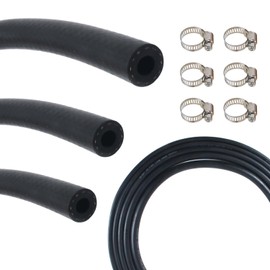 Fuel Line Hose Kit 5FT 3PCS With 18Pcs Clamps,3/8" 5/16" 1/4" ID High Performance 300PSI NBR Rubber for Automotive, Small Engines, ATV, Push Lock Reinforced