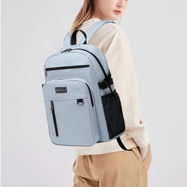 MIRLEWAIY - Mochila de viaje para la universidad, ligera, para la escuela, para adolescentes, niñas y niños, Acero-azul., Mediano, Mochilas de viaje