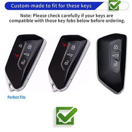 WENHENI for VW Volkswagen Key Fob Cover Key Fob Shell With KeyChain Fit for VW ID4 ID3 MK8 Golf GTI Skoda Octavia Smart Key (Gold-black)
