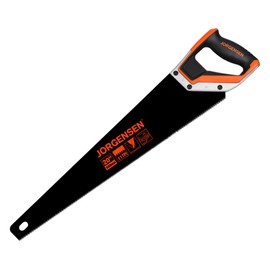 JORGENSEN 20 Inch Black Coated Pro Hand Saw, 11 TPI Fine-Cut Ergonomic Non-Slip Aluminum Ultrasonic Welding Handle for Sawing, Trimming, Gardening, Woodworking, Drywall, Plastic Pipes
