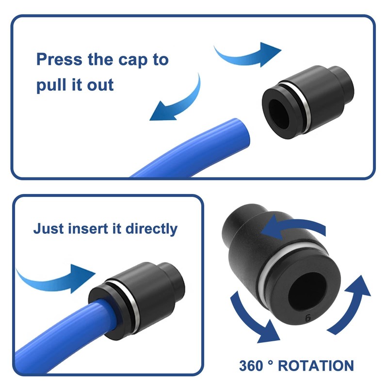 OTOTEC 10 Pcs 6mm OD Pneumatic Cap Hose Quick Cap