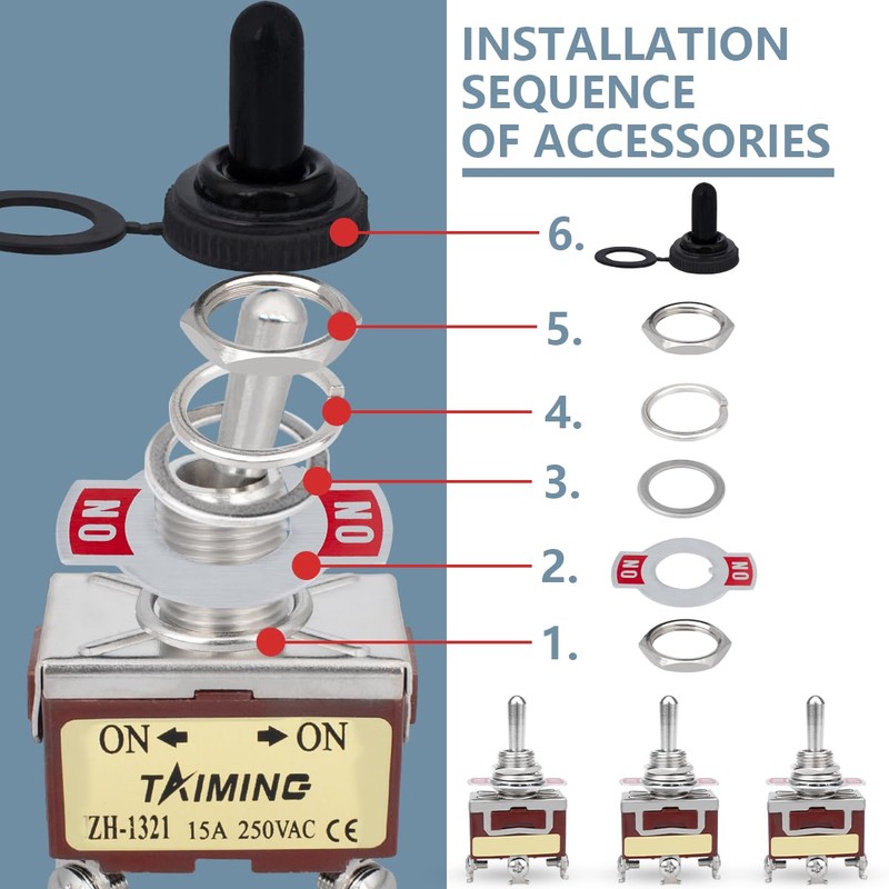 Innfeeltech 3 Pcs Toggle Switch, 20A,125V, 1321 DPDT, 6 Terminal,