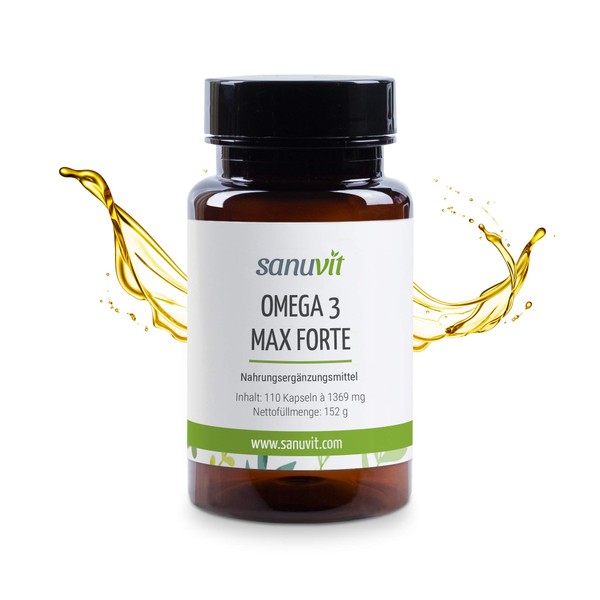 Sanuvit Omega 3 Max Forte 110 Capsules – Pure Product Direct from Manufacturer (Hypoallergenic Manufactory)