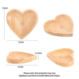 FYXMI Prayer Bowl Wooden, Prayer Bowls with Cards, Heart Shaped Bowl with Engraved Cross And prayer bowl Text, Enhance Home Decor or Prayer Room Ambiance