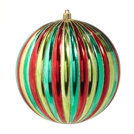 RAZ Imports Striped Ball Ornament, 6-inch Diameter, Multicolor, Plastic, Christmas, Home Décor