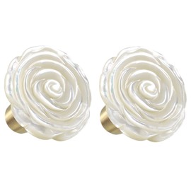Nupuyai Pack of 2 Rose Shape Furniture Knobs Made of Shell Vintage Drawer Knobs with Screw for Furniture Knob Handle Drawer Handles Ring Pull Handles Cabinet Knobs