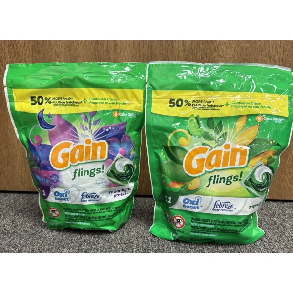 Gain flings Laundry Detergent Soap Pacs, HE Compatible, 22 Oz