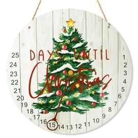 BWFY Christmas Advent Calendar, 12 Inch Wooden Christmas Countdown Calendar 2024 Christmas Welcome Door Sign, Days Until Christmas Advent Calendar Rustic Home Decor (USJH-SDDJSMP-004)