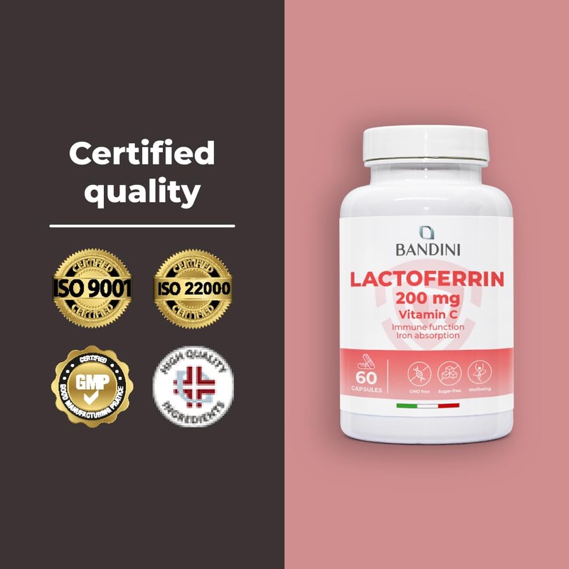 Bandini® Lactoferrin 60 Capsules - 200mg Lactoferrine + 60mg Vitamin