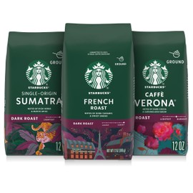 Starbucks Ground Coffee, Dark Roast Hot or Iced Coffee, Variety Pack, Three 12 oz Bags​