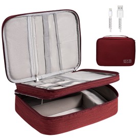 OrgaWise Cable Bag Cable Organiser Bag Cable Case Electronics Accessories Organiser Bag Universal Bag for Bag Accessories, Red-3layer, Business premises