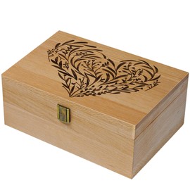 EXISTING Wooden Memory Keepsake Box, Floral Heart Engraved Keepsake Boxes with Lids, Memory Box for Keepsakes for Anniversary, Wedding, Memory, Birthday, Valentines Day, Wood Box for Office or Home