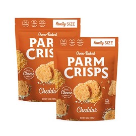 ParmCrisps – Cheddar Cheese Crisps, Family Value Size, Made Simply with 100% REAL Parmesan Cheese | Healthy Keto Snacks, Low Carb, High Protein, Gluten Free, Oven Baked, Keto-Friendly | 5 Oz (Pack of 2)