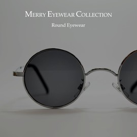 MERRY PLEASURE 3391 Unisex Boston Round Glasses, Thin Edge, Small, Small, Small, Mini Lens, Ultra Small Lens, Silver, Gold, Clear, Transparent Lenses, SILVER×SMOKE