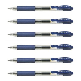 Pilot 6 x G2 05 Fine Point Gel Ballpoint Pens - Blue