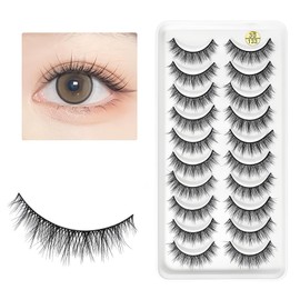 nalaina False Eyelashes, Matsueku Specifications, Large Capacity, 10 Pairs of Partial False Eyelashes, Natural, Partial False Eyelashes, Popular, Bunch, Natural, Handmade False Eyelashes, Ultra