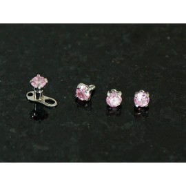 Unbranded 4 Pc 4 mm Pink C.Z. Bling Sparkling Prong Set Gem Dermal Anchors Heads 14g