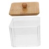 STOBAZA Makeup Cotton Organizer Container with Wooden Lid Elegant Storage