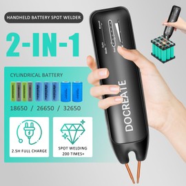 Docreate Battery Spot Welder, 11 Gear Adjustable Handheld Spot Welder, Automatic and Manual Modes, Welding Plated Nickel Sheets 0.1-0.25mm，for DIY 18650 Battery, Welding Nickel Sheets, Iron