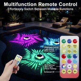 HYDONG Solar Floating Pool Lights with Remote 2 Pack 7.8 inch Upper and Lower Color Changing Floating Lights for Pool IP68 Waterproof Pool Lights for Party,Wedding,Yard,Garden