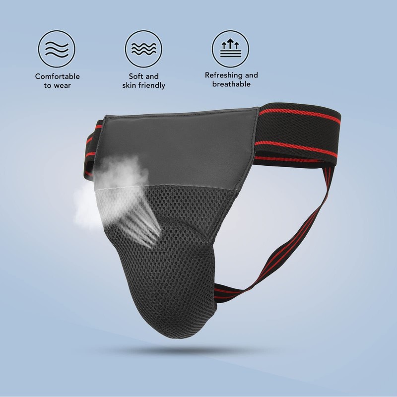 Boxing Groin Protector, Breathable Athletic Cup with Elastic Straps, Reduce