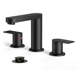 FORIOUS Matte Black Bathroom Faucet 3 Hole, 8 Inch Widespread Bathroom Sink Faucet with Pop-up Drain and cUPC Supply Lines for Basin, Vanity, Laundry Room and Restroom
