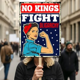 No Kings In America Protest Sign, Anti-Trump Resistance, Political Activist Poster, Rally Sign, Resist Fascism Protest Poster