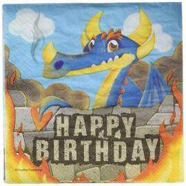 Creative Converting Dragon Happy Birthday Lunch Napkins Party Supplies, Multicolor