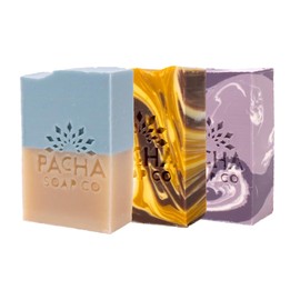 Pacha Soap Co. Bar Soap - Handcrafted Natural Soap Bars with Almond Oil, Goat’s Milk & French Lavender, Moisturizing, Made in USA Artisan Fresh Bar Soap for Face, Hands & Body, 3-Pack (4 oz ea)