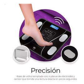 Báscula Electrónica Bluetooth Digital Inteligente De Baño color negro