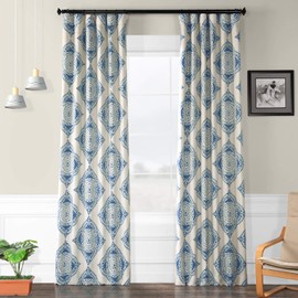 HPD Half Price Drapes BOCH-KC27C-120 Blackout Room Darkening Curtain (1 Panel), 50 X 120, Henna Blue