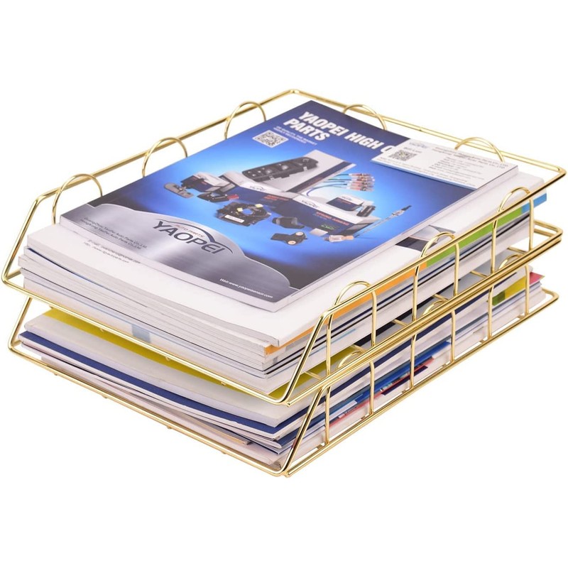 LELYFIT 2 Tier A4 Metal in Trays, Stackable Office Desk