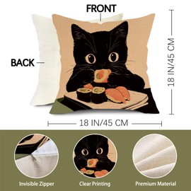 Fjfz Funny Vintage Black Cat Decorative Throw Pillow Covers